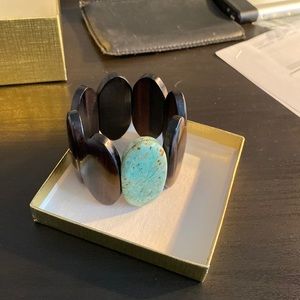 Turquoise and wood bracelet
